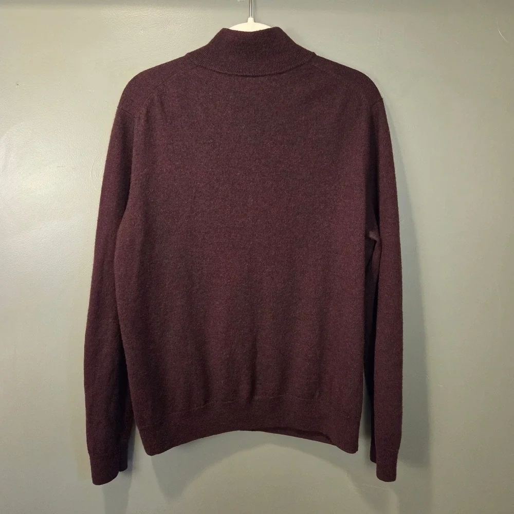 Express Men's 100% Merino Wool Quarter Zip Sweater, Size XL, Burgundy Maroon